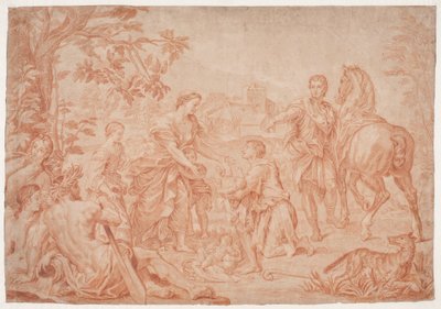 Romulus ja Remus (Livius 1, 4). Studie efter Carlo Marattis maleri i Sanssouci, Potsdam (udf. 1692 Niccolo Maria Pallavicinille) tekijältä Hendrik Krock
