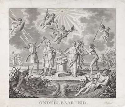 Jakamattomuuden allegooria, 1795 Jakamattomuus (otsikko objektissa) Neljä allegoriaa vallankumouksesta vuonna 1795 (sarjan nimi) tekijältä Hendrik Roosing