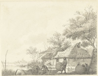 Kaksi kalastajaa koreilla kanavalla tekijältä Hendrik Schwegman