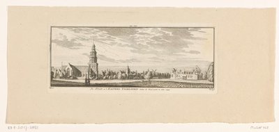 Näkymä IJsselsteiniin, 1774 Ysselsteinin kaupunki ja linna nähtynä Ysselin portin ulkopuolella. 1744 (otsikko esineessä) tekijältä Hendrik Spilman
