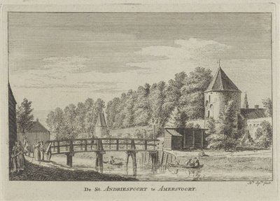 Näkymä Sint Andriespoortille Amersfoortissa St. Andriespoort Amersvoortissa (otsikko esineessä) tekijältä Hendrik Spilman
