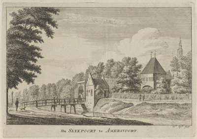 Näkymä Slijkpoortiin Amersfoortissa Slijkpoort Amersfoortissa (otsikko esineessä) tekijältä Hendrik Spilman