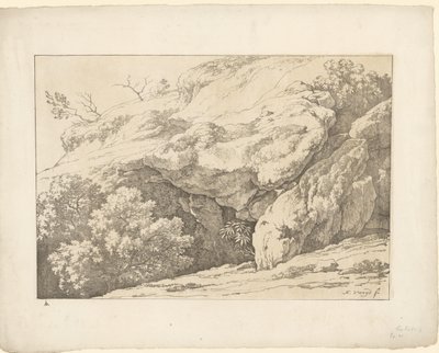 Kivet pensailla Tentamina Lithographica (sarjan nimi) Italian maisemat (sarjan nimi) tekijältä Hendrik Voogd