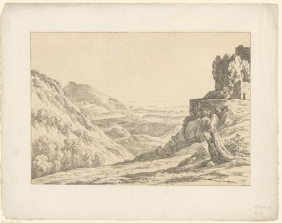 Raunio näköalalla Tentamina Lithographica (sarjan nimi) Italian maisemat (sarjan nimi) tekijältä Hendrik Voogd