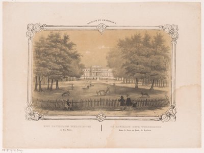 Näkymä Welgelegenin paviljongille Welgelegen-paviljonki puussa (otsikko esineessä) Haarlem ja ympäristö (sarjan nimi esineellä) tekijältä Hendrik Wilhelmus Last