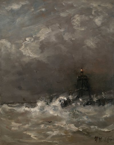 Majakka Breaking Wavesissa Majakka surffailla tekijältä Hendrik Willem Mesdag (signed by artist)