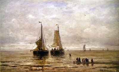 Rannikkokuvaus (öljy kankaalle) tekijältä Hendrik William Mesdag