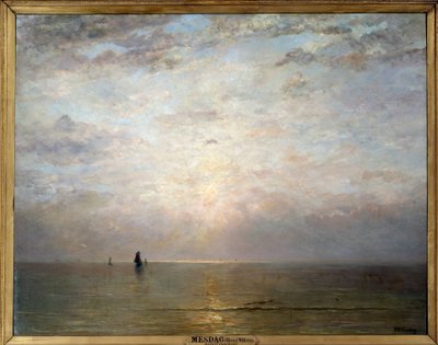 Auringonlasku aurinko. Hendrik Wilhem Mesdag (1831-1915) maalaus, mm. Holl. 1800-luvulla. Öljy kankaalle. Mitat: 1,40 x 1,80 m. Pariisi, Musee d