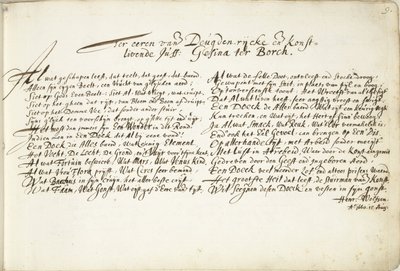 Hymni Gesina ter Borchin kunniaksi Den Deugden-rijcken ja den Konstlivende Juffin kunniaksi: Gesina ter Borch (nimi esineessä) tekijältä Hendrik Wolfsen (signed by artist)