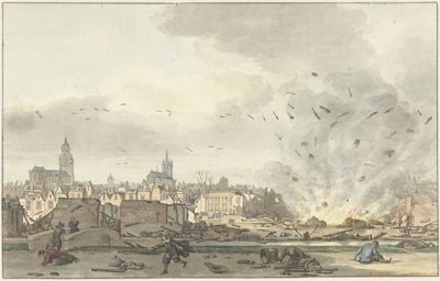 Kruithuisin räjähdys Delftissä 12. lokakuuta 1654 tekijältä Hendrik de Winter (signed by artist)