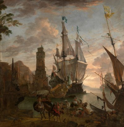 Oriental Seaport (öljy kankaalle) tekijältä Hendrik van Minderhout