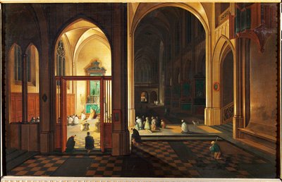 Messu katolisessa kirkossa. Öljy kuparille tekijältä Hendrik van Steenwyck