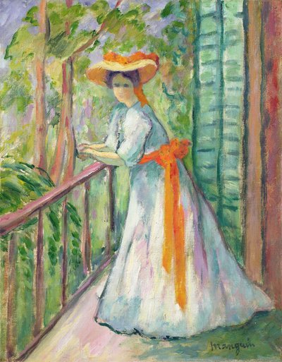Nainen parvekkeella tai Jeanne oranssilla nauhalla tekijältä Henri Charles Manguin