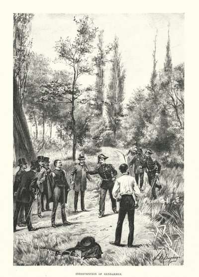 Santarmien interventio (kaiverrus) tekijältä Henri-Louis Dupray