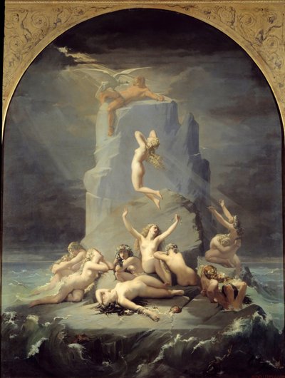 Valtamerien autioituminen kallion juurella tai Promethee on ketjumaalaus Henri Lehmann (Karl Ernest (Ernst) Rudolf Heinrich Salem dit) (1814-1882) 1850 Gap, Musee des Hautes Alpes tekijältä Henri Lehmann