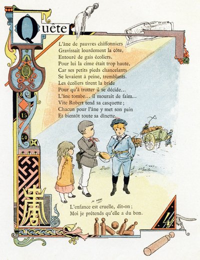 Kuvitus "Hyvien esimerkkien aakkoset", noin 1890 (kaiverrus). tekijältä Henri (1858-1924) Gray