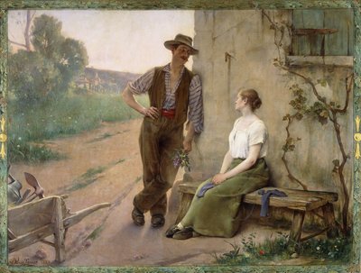 Talonpoikapari pihalla, 1889 tekijältä Henri Adrien Tanoux