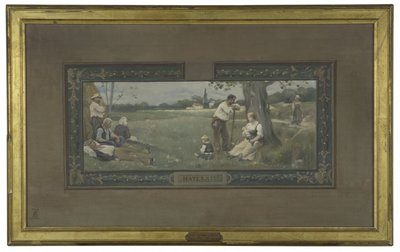 Luonnos 14. kaupunginosan kaupungintalon vihkisalista: Äitiys, vuonna 1889 (öljy kankaalle). tekijältä Henri Adrien Tanoux