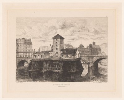 Gezicht op de Pont Notre-Dame Pont Notre Dame -pumppu (otsikko esineessä) L