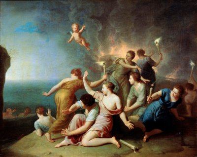 "Nymphs Burning the Ship of Telemachus", 1746 tekijältä Henri Antoine de Favannes