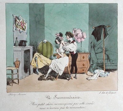 Devotion Over and Above Duty, kuvitus teoksesta Vues de Paris; esquisses morales et philosophiques, 1800-luvun alku (väri litho) tekijältä Henri Bonaventure (after) Monnier
