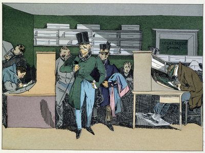 12:00: herra osastopäällikön saapuminen, pakollinen työ - "" Hallintomoraalissa"" Henri Monnier tekijältä Henri Bonaventure Monnier