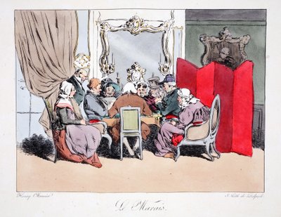 Le Marais, kuvitus Henri Monnierin teoksesta "Six Quartiers de Paris", litografia F.S. Delpech, pubi. Pariisi, n. 1828 (käsinvärinen lito) tekijältä Henri Bonaventure Monnier