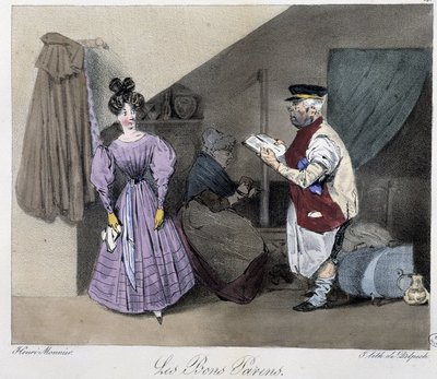 Hyvät vanhemmat - Henri Monnierin ”” Parisian luonnoksissa”, toim. Delpech, Pariisi tekijältä Henri Bonaventure Monnier