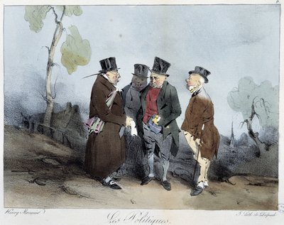 Politiikka - teoksessa ”” Sketches of Paris”, kirjoittanut Henri Monnier, toim. Delpech, Pariisi tekijältä Henri Bonaventure Monnier