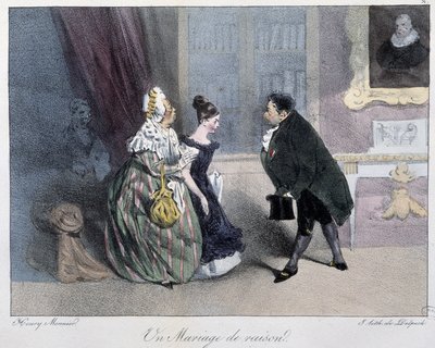 Järjen avioliitto - Henri Monnierin "" Parisian luonnoksissa", toim. Delpech, Pariisi tekijältä Henri Bonaventure Monnier