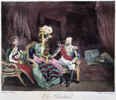 A Protector - teoksessa "" Parisian Sketches", kirjoittanut Henri Monnier, toim. Delpech, Pariisi tekijältä Henri Bonaventure Monnier