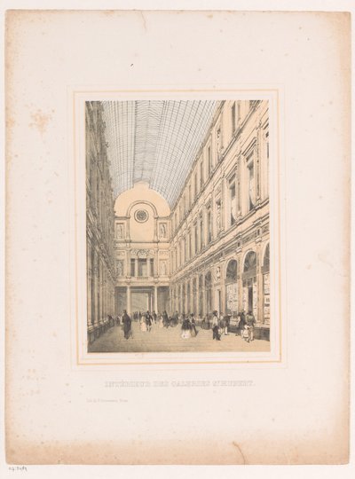 Kuninkaallisten gallerioiden Saint-Hubertin sisustus Brysselissä Intérieur des galeries St. Hubert (otsikko esineessä) tekijältä Henri Borremans (attributed to)
