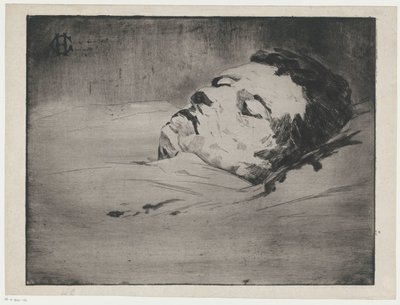 Muotokuva tuntemattomasta miehestä kuolinvuoteella tekijältä Henri Charles Guérard (signed by artist)