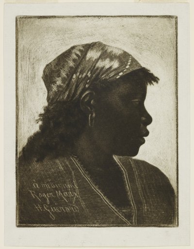 Negressin johtaja, n. 1888 (mezzotint) tekijältä Henri Charles Guérard