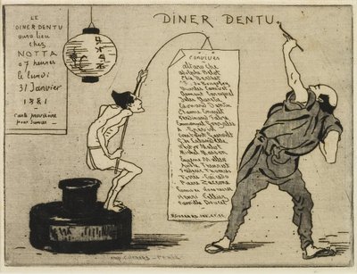Japani mustetelineen, 1881 (etsaus, kuivakärki) tekijältä Henri Charles Guérard