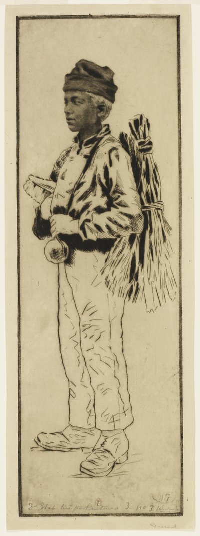 Le ramoneur (Nopeutaja), n. 1890 (etsaus ja kuivakärki) tekijältä Henri Charles Guérard