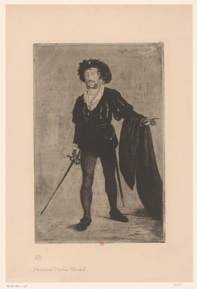 Jean-Baptiste Fauren muotokuva Hamletin roolissa tekijältä Henri Charles Guérard
