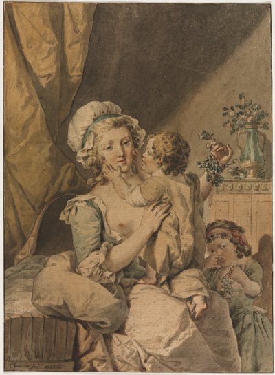 Äiti ja kaksi lasta, 1788. tekijältä Henri Chevaux