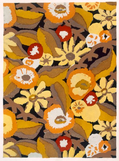 Madame de Andradan sävellys - Maison Paul Dumas, tapettisuunnittelu pubista "Le décor moderne dans la tenture et le fabric". 1930 (stensiiliprintti) tekijältä Henri Clouzot