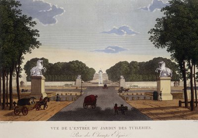Sisäänkäynti Tuileries-puutarhaan, josta on näkymät Champs-Elysées