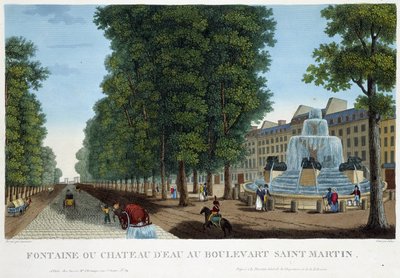 Bd St Martinin suihkulähde tai vesilinna - Courvoisierin "" Vues de Paris" -osassa tekijältä Henri Courvoisier-Voisin