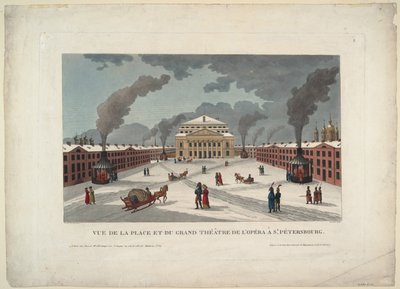 Pietarin keisarillinen Bolshoi Kamenny -teatteri, n. 1811 tekijältä Henri Courvoisier-Voisin