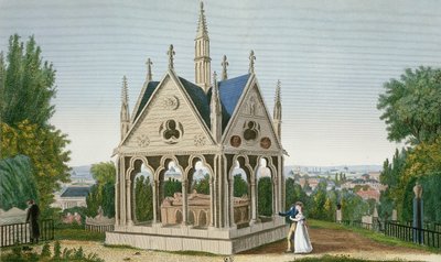 Heloisen ja Abelardin hauta Pere Lachaisen hautausmaalla, 1815-20 (värikaiverrus) tekijältä Henri Courvoisier-Voisin