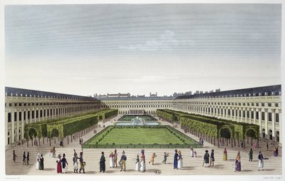 Näkymä Palais Royalin puutarhaan Galeries de Bois