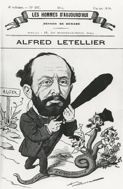 Karikatyyri Alfred Letellieristä elokuvasta The Men of Today tekijältä Henri Demare