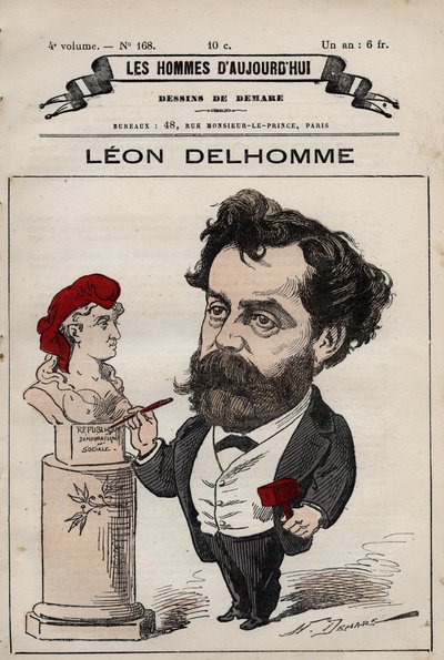 Sarjakuva Leon Alexandre Delhommesta (1841-1895) ranskalaisesta kuvanveistäjästä "Les Hommes d