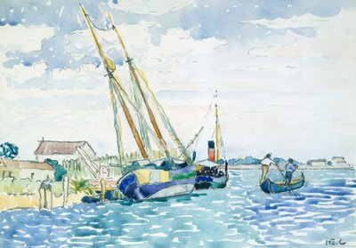 Marine Scene Boats lähellä Venetsiaa, 1903. tekijältä Henri Edmond Cross