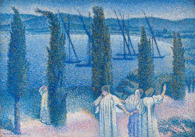 Nocturne sypressien kanssa Nocturne aux cyprès, 1896. tekijältä Henri Edmond Cross