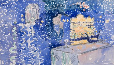 Venetsia: 1903 (wc lyijykynällä valkoiselle paperiarkille). tekijältä Henri Edmond Cross