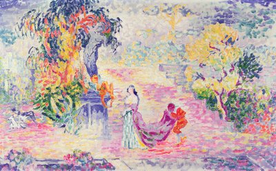 Nainen puistossa, 1909 tekijältä Henri Edmond Cross